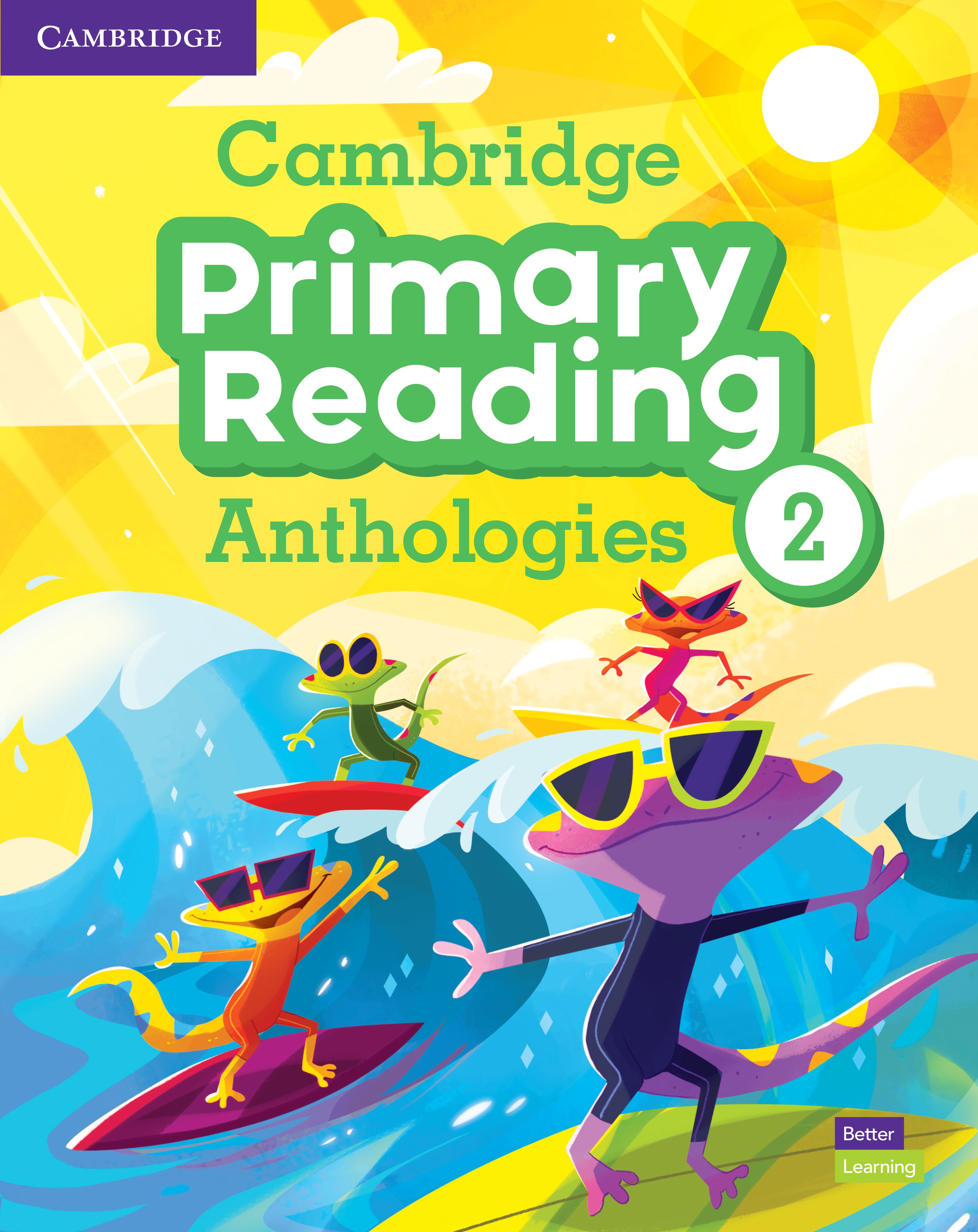 Cambridge Primary Reading Anthologies 2 cover featuring engaging illustrations and diverse reading materials for young learners.